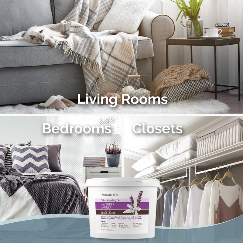 SMELLS BEGONE 1-Gallon Gel Odor Eliminator â€“ High-Capacity, Long-Lasting Absorber for Large Basements, Garages, Workshops & Commercial Areas â€“ Remove Tough Odors with Essential Oils (Lavender Vanilla) - Image 5